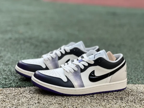 aj1白黑紫low dt纯原版 Air Jordan 1 Low AJ1白黑紫 篮球鞋 HF5759-101