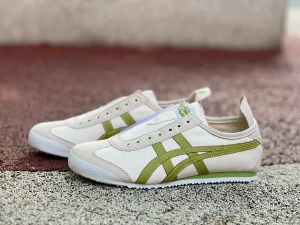 鬼冢虎米白绿 无鞋带 纯原版 Onitsuka Tiger鬼冢虎 MEXICO 66 低帮 板