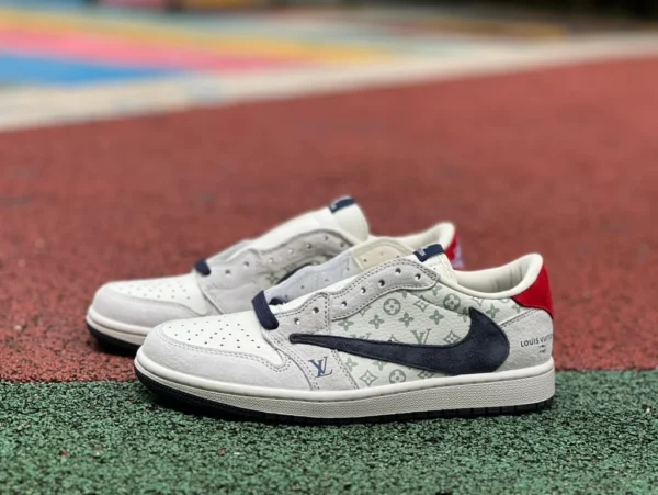 aj1倒钩低帮LV白蓝红 Louis vuitton x Travis Scott x Air Jordan 1 Low YQ2088-688