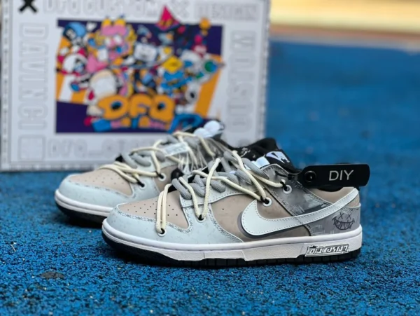 Dunk速度太空【定制球鞋】 Nike Dunk Low 特殊鞋盒 JOKER 速度 太空 破坏 防滑耐磨 低帮 板鞋 GS 白灰