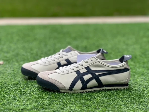 鬼冢虎66白灰蓝 y纯原版 Onitsuka Tiger鬼塚虎 MEXICO 66 皮革 舒适运动 防滑耐磨 低帮