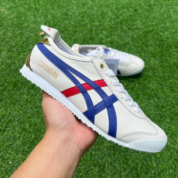 鬼冢虎66白蓝红金 y纯原版 Onitsuka Tiger鬼塚虎 MEXICO 66 皮革 舒适运动 防滑耐磨 低帮