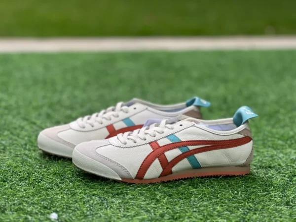 鬼冢虎66米白红 y纯原版 Onitsuka Tiger鬼塚虎 MEXICO 66 皮革 舒适运动 防滑耐磨 低帮