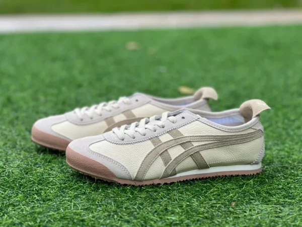 鬼冢虎66米白棕 y纯原版 Onitsuka Tiger鬼塚虎 MEXICO 66 皮革 舒适运动 防滑耐磨 低帮