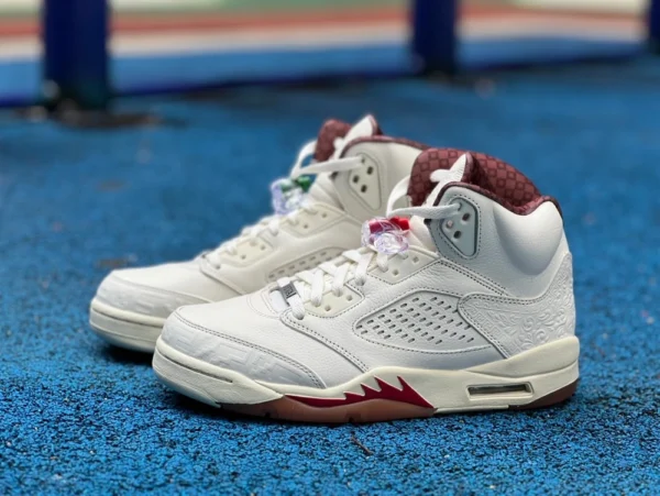 aj5米白棕绿 Nike Air Jordan 5 Retro男子中帮运动耐磨篮球鞋HF8833-100